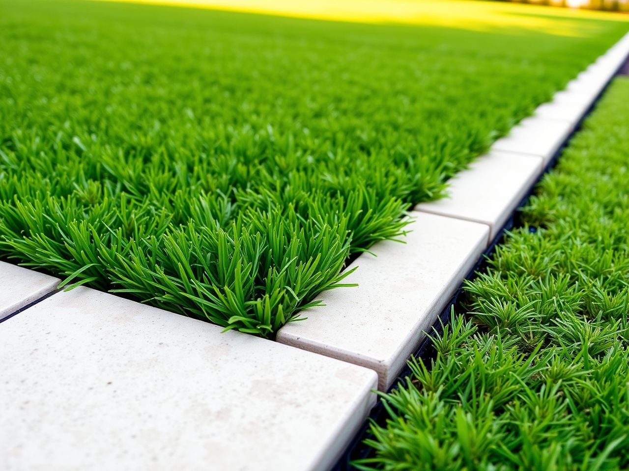 Clean turf edge transition against a paver border